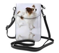 HJFCZH White Papillon Leather Crossbody Phone Pouch