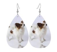 HJFCZH White Papillon Prints Dangle Leather Earrings - Elegant Water Drop Drops for Festive Style & Everyday Chic
