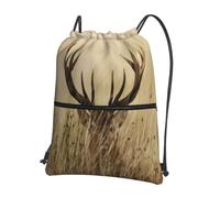 HJFCZH White tailed deer Prints Drawstring Zipper Backpack - Lightweight Sporty Throw Bag for Gym, Travel & Yoga - Durable Water-Resistant Design