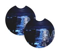 HJFCZH White Tiger And Black Panthers Prints Car Cup Coasters 2-Pack - Neoprene Drink Covers for Worry-Free Driving & a Spotless Interior - Fits Most Vehicles