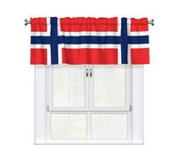 HJFCZH WHJSSF Norwegian flag Prints 54x18in Curtain Valance - Peach Skin Polyester Kitchen Cover with Light Filtering Floral & 3" Rod Pocket