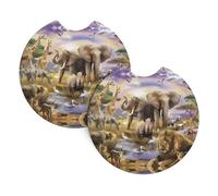 HJFCZH Wild Animals Prints Car Cup Coasters 2-Pack - Neoprene Drink Covers for Worry-Free Driving & a Spotless Interior - Fits Most Vehicles