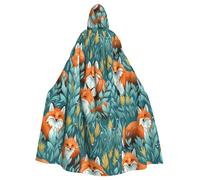 HJFCZH Wilderness Fox Art Printed Halloween Adult Hooded Cape Super Large Hooded Cloak