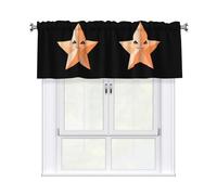 HJFCZH Winking Origami Star Prints Kitchen Window Cover - 54x18 Inch Peach Skin Valance for Soft Lighting & Easy Style