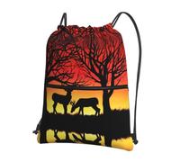 HJFCZH Winter Nature Deer Prints Drawstring Zipper Backpack - Lightweight Sporty Throw Bag for Gym, Travel & Yoga - Durable Water-Resistant Design