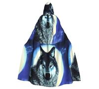 HJFCZH wolf under moon Printed Halloween Adult Hooded Cloak for various party and carnival settings