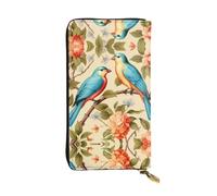 HJFCZH Women's Long Leather Wallet with Zipper Coin Pocket | Large Capacity Clutch For Cards Cash Checkbook Phone For Mom Girlfriend A Bird Among The Flowers Prints