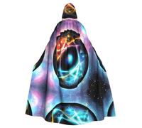 HJFCZH Wonderful Universe Pattern Adult Halloween hooded jacket cloak long party cloak suitable for men and women