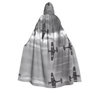 HJFCZH World War 2 Aircraft Airplane Prints Hooded Cloak - Extra Large Cape with Drawstring, Cozy Layer