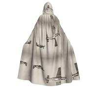 HJFCZH World War Aircraft Prints Hooded Cloak - Extra Large Cape with Drawstring, Cozy Layer