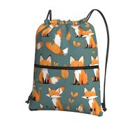 HJFCZH Yellow fox Prints Drawstring Zipper Backpack - Lightweight Sporty Throw Bag for Gym, Travel & Yoga - Durable Water-Resistant Design