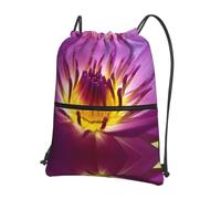 HJFCZH Yellow Lotus Flower Prints Drawstring Zipper Backpack - Lightweight Sporty Throw Bag for Gym, Travel & Yoga - Durable Water-Resistant Design