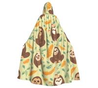 HJFCZH yoga sloth coffee Picture Halloween Adult Hooded Cloak ensuring easy care and long-lasting use