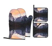 HJFCZH yosemite national park Prints Kitchen Covers: Waterproof Oven Layers for Safe Cooking & Easy Cleanup - 4 Piece Heat Protection Set