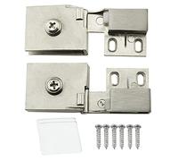 HJGarden 1 Pair 2Pcs of Glass Door Hinge Wine Cabinet Wine Cabinet Display Cabinet Embedded Side Mounted Glass Door Hinge Brushed Nickel