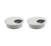 HJGarden 2PCS 50mm/2 Inch Office Computer Desk Cable Hole Cover Cable Management Box Grey ABS Hole Plugs for Desktops Devices Dressing Tables Storage Cabinets Wall Cabinets