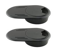 HJGarden 2PCS 60mm Oval Desk Grommets, Oval Desk Gasket with Lid, Desk Wire Cord Cable Grommets Hole Cover for Office PC Desk Cable Cord Organizer Plastic Cover, Black