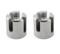 HJGarden 2PCS Heavy Duty Stainless Steel 316 Cable Cross Clamps Fixed Wire Rope Clamps Slotted Connection Sleeves Quick Connectors Silver for String Light Decorations