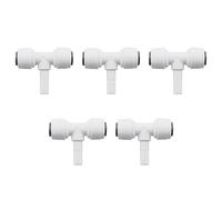 HJGarden 5pcs Water Pipe Stem Branch Tee for 1/4" Tubing Push to Connect Plastic Quick Fittings, White