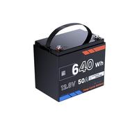 HJGHY 100Ah 50Ah 12.8V LiFePO4 Battery with 100A BMS, 1280Wh Output Power, Up to 15000+ Deep Cycles Rechargeable Lithium Battery for Solar RV Trolling Motor Fish Finder Power Wheels,12.8V,50Ah