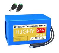 HJGHY 24V 3000mAh 9000mAh 15000mAh 18000mAh 21000mAh PVC Lithium Battery 24 Volt Outdoor Portable Battery with Adapter and BMS for 0-500W Motor,24V6000mAh