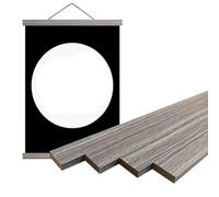 HJGUI Black white Magnetic Poster HangerTeak Wood HangerPainting PhotoCanvas Wall CraftArt Hanger-Grey Wood-50cm