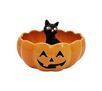 Hjgvuc Halloween Candy Bowl, Halloween Candy Dish Holder, Pumpkin Bowl | Halloween Bowl, Pumpkin Bowl With Black Cat Decor, Halloween Serving Dishes For Tabletop Decorations Candy Plate Bowl