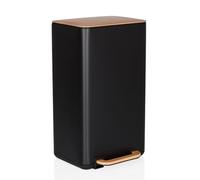 hjh OFFICE 30 Liter CLEAN NATURA Soft-Close Metal Waste Garbage Can with Inner Bin, Pedal Garbage Can, Black/Walnut