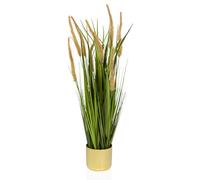 hjh OFFICE Artificial plant in a pot 78cm CORTADERIA I Pampas grass in a golden plastic pot, artificial decorative plant