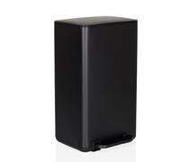 hjh OFFICE Kitchen waste garbage can, 30 liter CLEAN NATURA soft-close metal waste garbage can, pedal garbage can with inner bin, black matt