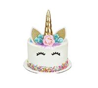 HJHL Unicorn Cake Topper Set, 6 Pieces, Gold, Party Supplies for Birthday, Baby Shower, Wedding, Yellow