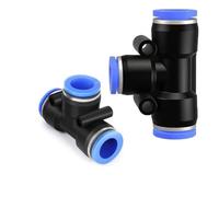 HJHLYJQBF Tee plastic push-in connection fitting, T-shaped 3-way pipe connection push-in push-lock for air and water RO systems, blue(25/50/100 pieces) 0.31in 50pc