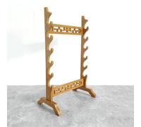 HJHUUA Multilayer Floor Standing Weapon Stand,Natural Bamboo Sword Stand Display Rack,Flute Stand Weapon Display Racks,Large Classic Wood Sword Mount Weapon Stands (Light Brown)