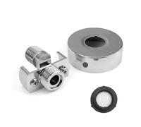 HJIAMA M20 Shower Faucet Adapter, Brass Silver Swivel Ball Joint Electroplating Process with Decorative Cover, Excentric Fitting Mixer Tap, Adjustable Length, for Kitchen, Shower