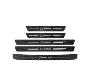 HJIAMIN 5pcs Car Door Sill Protector Strips for Mazda 2 3 6 CX-3 CX-30 CX-5 CX-50 CX-60 CX-7 CX-8 CX-9 MX-5 MX-30, Carbon Fiber Threshold Protective Film Door Sill Trim Welcome Pedal Car Accessories