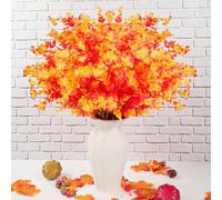 HJIJIAY 6Pcs Autumn Artificial Flowers,Outdoors Artificial Autumn Flowers,UV-Resistant Fake Flowers Shrubs Plants for Fall Home Garden Porch Decoration Thanksgiving Halloween Decor (Autmun)