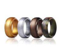 HJIMMNHONG Men's Women's Silicone Wedding Band, Soft Rubber Engagement Sport Ring, Comfortable Spherical Ring Face Double Cut Edge Design, 8mm Width 2.5mm Thick - 4 Colors Multiple Packs, Silicone, No