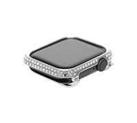 HJINVIGOUR Compatible with Apple Watch Series 9 8 7 Bling Cover Sparkling Rhinestone Diamond Jewelry Case Bezel 45mm 41mm for Men Women (Silver, 45mm)