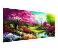 Hjjdiyes Paint by Numbers Adult Flower Landscape 80 x 40 cm - DIY Craft Set Adult Painting by Numbers Large XXL Flowers Water Hand Painted Oil Painting Kit, Wrinkle-Free Canvas (Gardens)