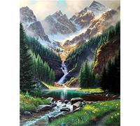 Hjjdiyes Paint by Numbers Adult Landscape on Mountain and Water with Wrinkle-Free Canvas, Brush and Acrylic Paint - DIY Hand Painted Oil Painting Kit as a Gift 40 x 50 cm