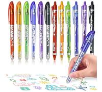HJJMN 12 Pcs Rub Out Pens, 0.5mm Erasable Pens with Rubbers On The End, 6 Colors Retractable Gel Pen with Friction Eraser for Kids Adults, Eraser Pen for School and Office Stationary Supplies