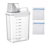 HJJMN 1800ML Multi-Purpose Washing Powder Storage, Fabric Softener Dispenser Container With Measuring Cup and 2 Laundry Mesh Bags, Airtight Detergent Dispenser for Scent Booster, Laundry Powder