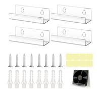 HJJMN 4" Vinyl Wall Mount Acrylic Shelves - 4 Pack Clear CD Display