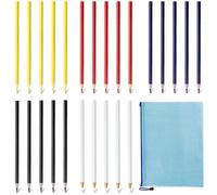 HJJMN Tailors Chalk Pencils, 25 Pcs Tailors Chalk Pencil for Fabric | Fabric Pencil Sewing Chalk Pencil for Marking Fabric, Fabrics Chalk Marker, 5-colour Wax-based Set for Dressmaking & DIY