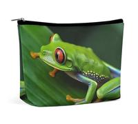 HJKBCV Animal Frog Green Leaf Leaves PU Leather Travel Makeup Bag Mini Pocket Cosmetic Bag for Women Portable Handbag Closure Organizer Makeup Case Toiletry Bag, style, One Size