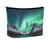 HJKBCV Aurora Borealis PU Leather Travel Makeup Bag Mini Pocket Cosmetic Bag for Women Portable Handbag Closure Organizer Makeup Case Toiletry Bag, style, One Size