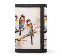 HJKBCV Birds Resting on Tree Branch Trifold Wallet Credit Card Purse Portable Outdoor Sports Wallets Pocket Coin Wallet with Id Window for Men Women, style, One Size