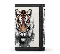 HJKBCV Black And White Doodle Tiger Trifold Wallet Credit Card Purse Portable Outdoor Sports Wallets Pocket Coin Wallet with Id Window for Men Women, style, One Size