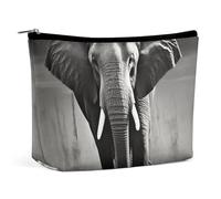 HJKBCV Black And White Elephant PU Leather Travel Makeup Bag Mini Pocket Cosmetic Bag for Women Portable Handbag Closure Organizer Makeup Case Toiletry Bag, style, One Size