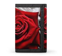 HJKBCV Black White And Red Roses Trifold Wallet Credit Card Purse Portable Outdoor Sports Wallets Pocket Coin Wallet with Id Window for Men Women, style, One Size